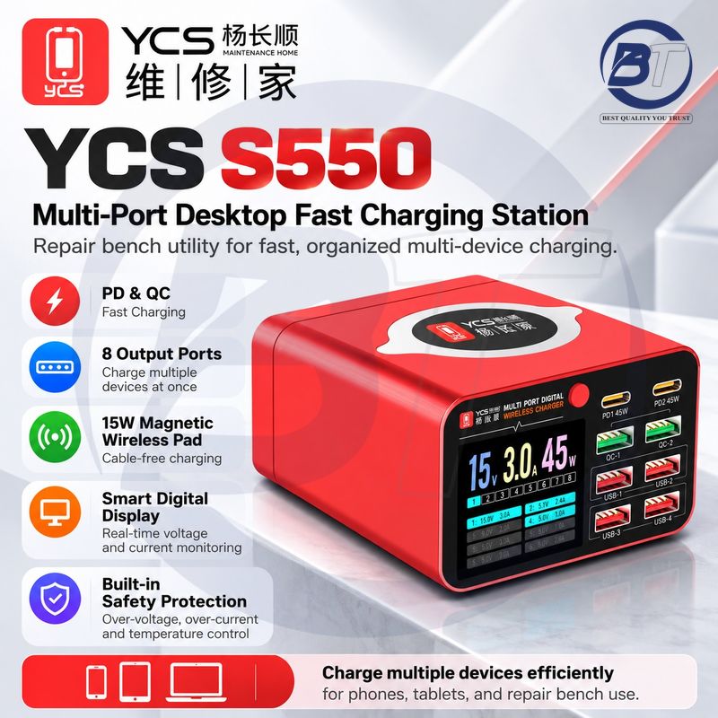 YCS S550 8 PORT CHARGER 145W WIRELESS