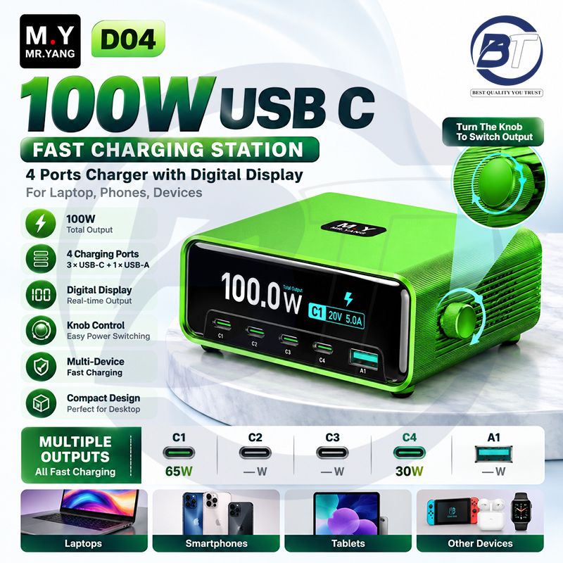 M.Y D04 5-IN-1 DESKTOP CHARGING STATION (100W)